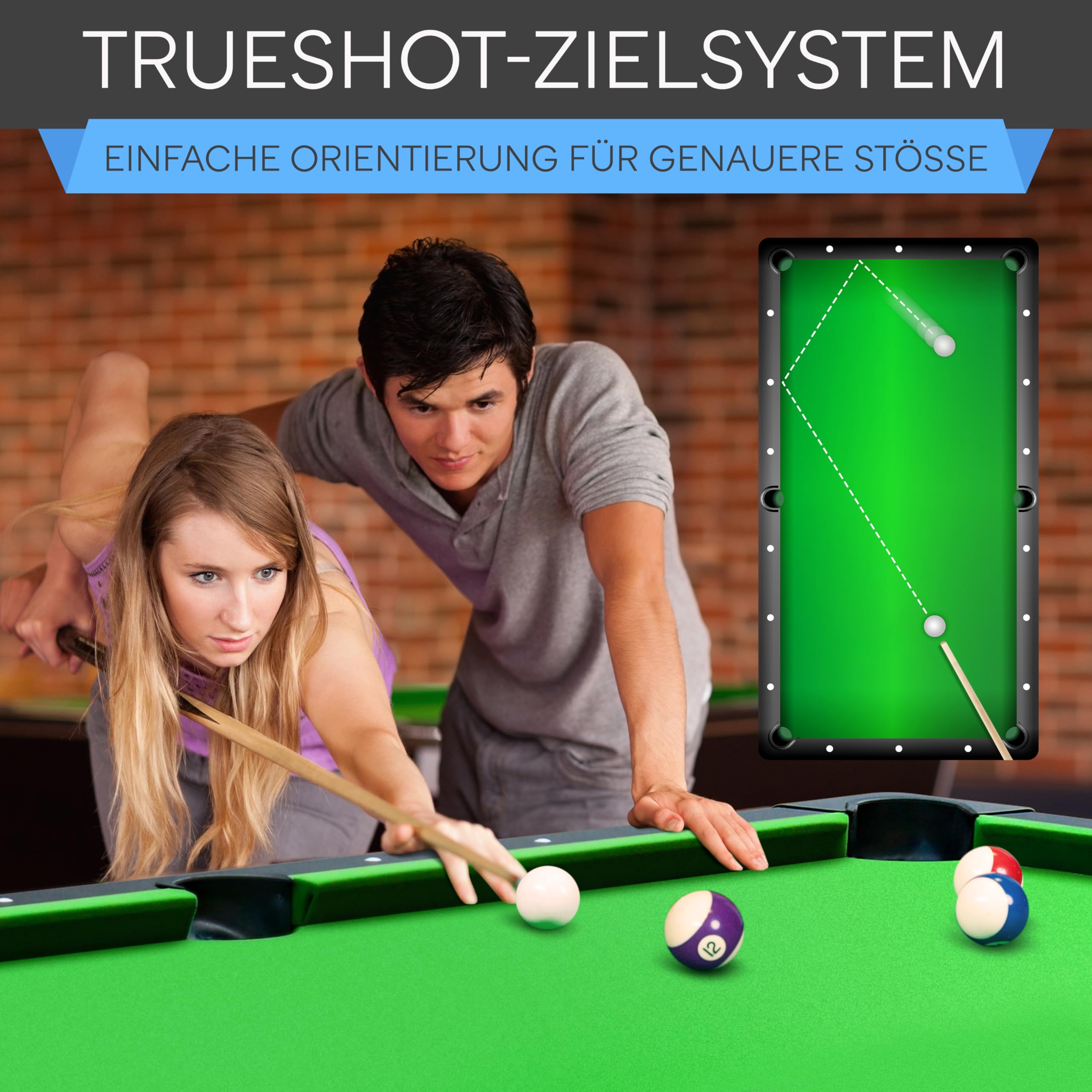 SereneLife 6-Fuß Klapp-Pooltisch – Tragbarer Billardtisch – Inklusive 2 Queues, vollständigem Ballset, Kreide, Bürste – Klappbarer Pooltisch für Kinder und Erwachsene