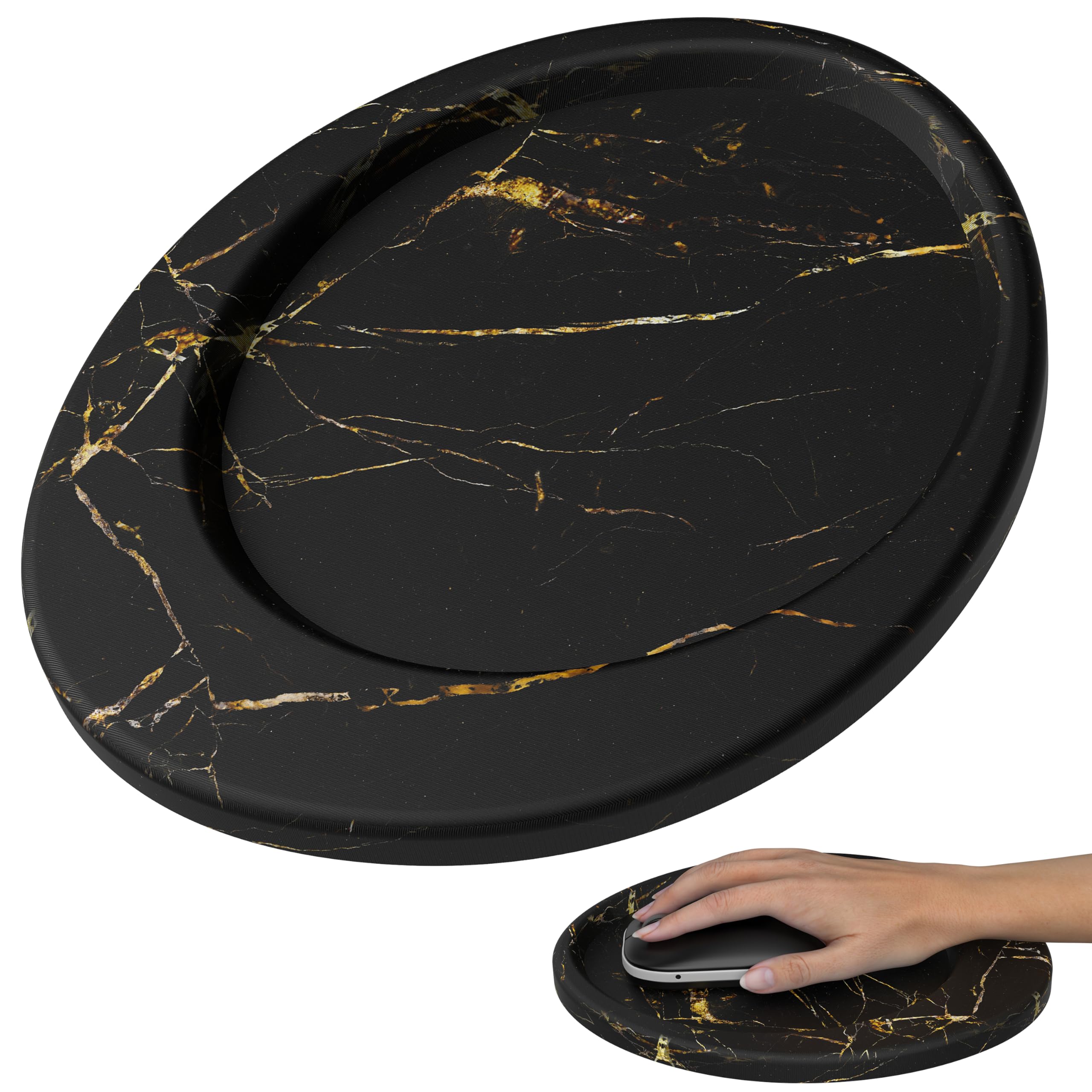 MEKASS Ergonomic-Mousepad-with-Wrist-Support, Comfortable Mouse Pad with Wrist Rest, Desk Mouse Pads with Non-Slip Base for Pain Relief, Office, Home, Computer, Laptop, Marble Black