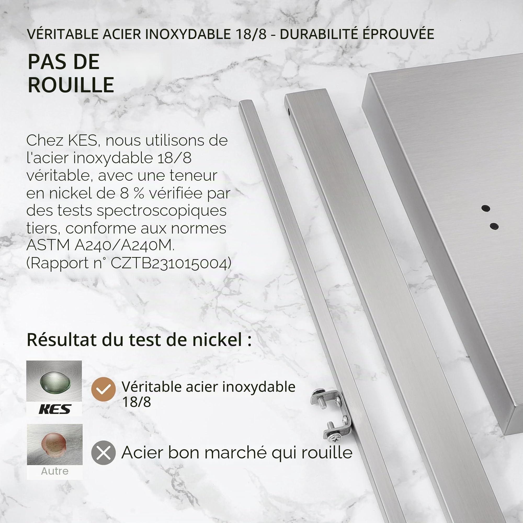 KES Porte Serviettes 2 Barres Salle de Bain 18/8 Acier Inoxydable Porte-Serviettes sur Pied Sèche Serviette Brossé, BTH231-2