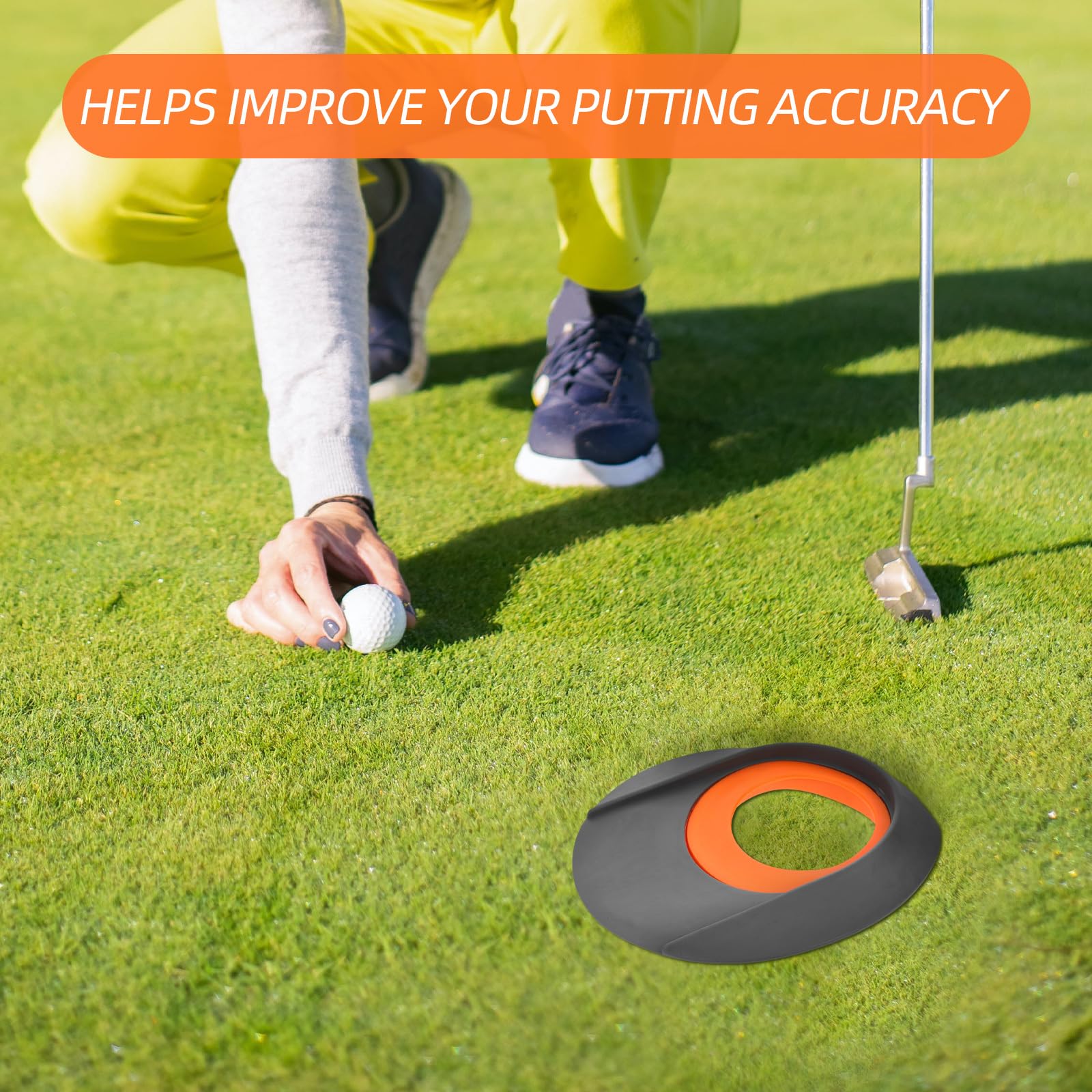 OHPHCALL Golf Cup putt Out Golf Practice Equipment Hole Cup for Golf putt Cup Golf Putting Practice Putting Cups Putting Golf Balls Cup Push Pole Interior Accessories Indoor Practice Ball