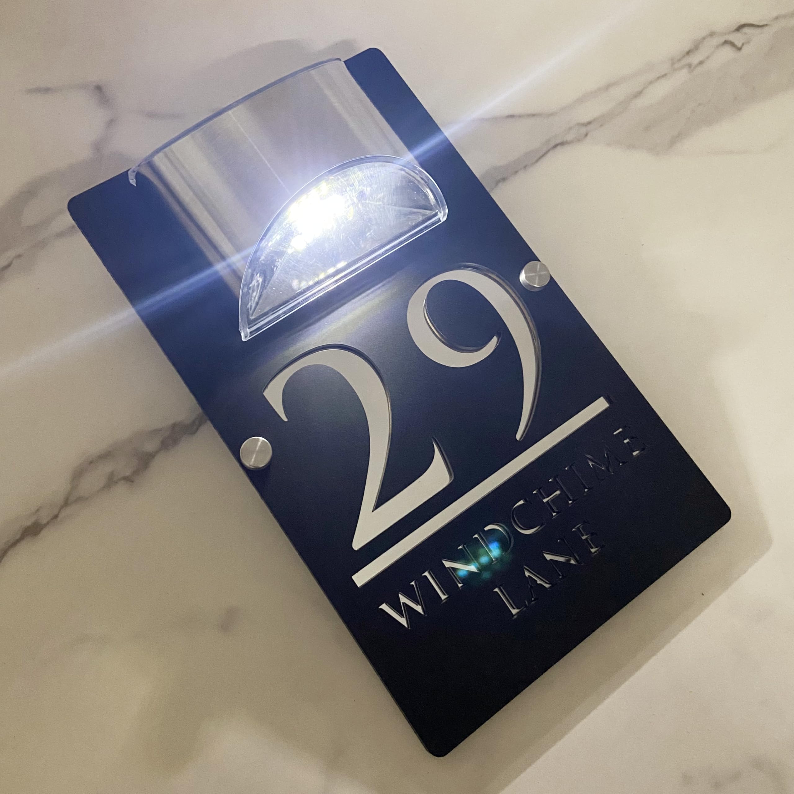 Letrero LED personalizado para número de puerta con energía solar, placa de dirección 3D moderna cortada con láser, letrero de dirección exterior impermeable