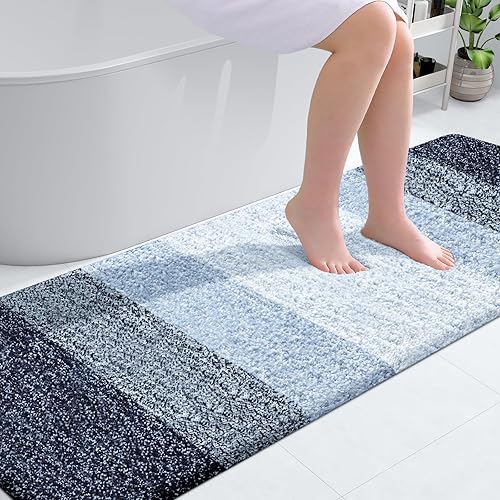 OLANLY Alfombras de baño extra suaves y absorbentes de microfibra, 70x24, con respaldo de goma, secan rápido, alfombras lavables para el suelo del