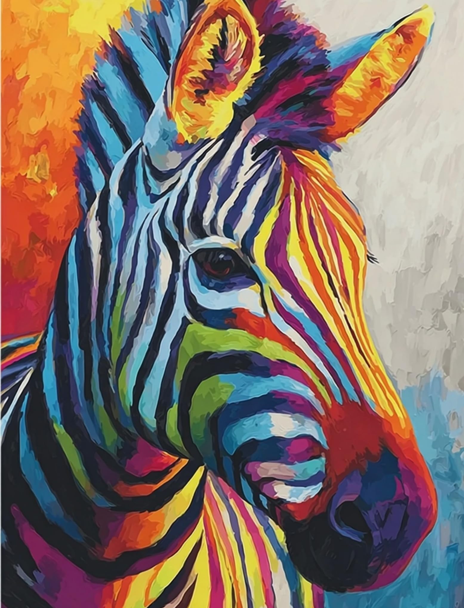 WANGWANGMIAO Paint by Numbers for Adults Rainbow Zebra,DIY Painting by Numbers Kits on Canvas Hand Painted Artwork Gift Home Decoration 16x20inch，with Frame