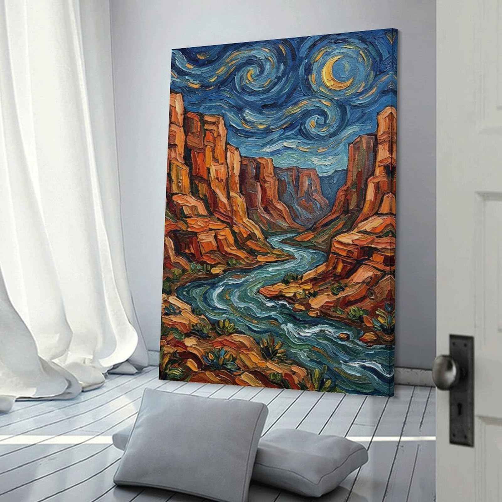 Junmoney Grand Canyon Impressionist Painting Hanging Wall Art, 24x36inch(60x90cm), for Home Walls, Creative Rooms Or Shared Spaces, A Flexible Wall Accent for Shared Spaces