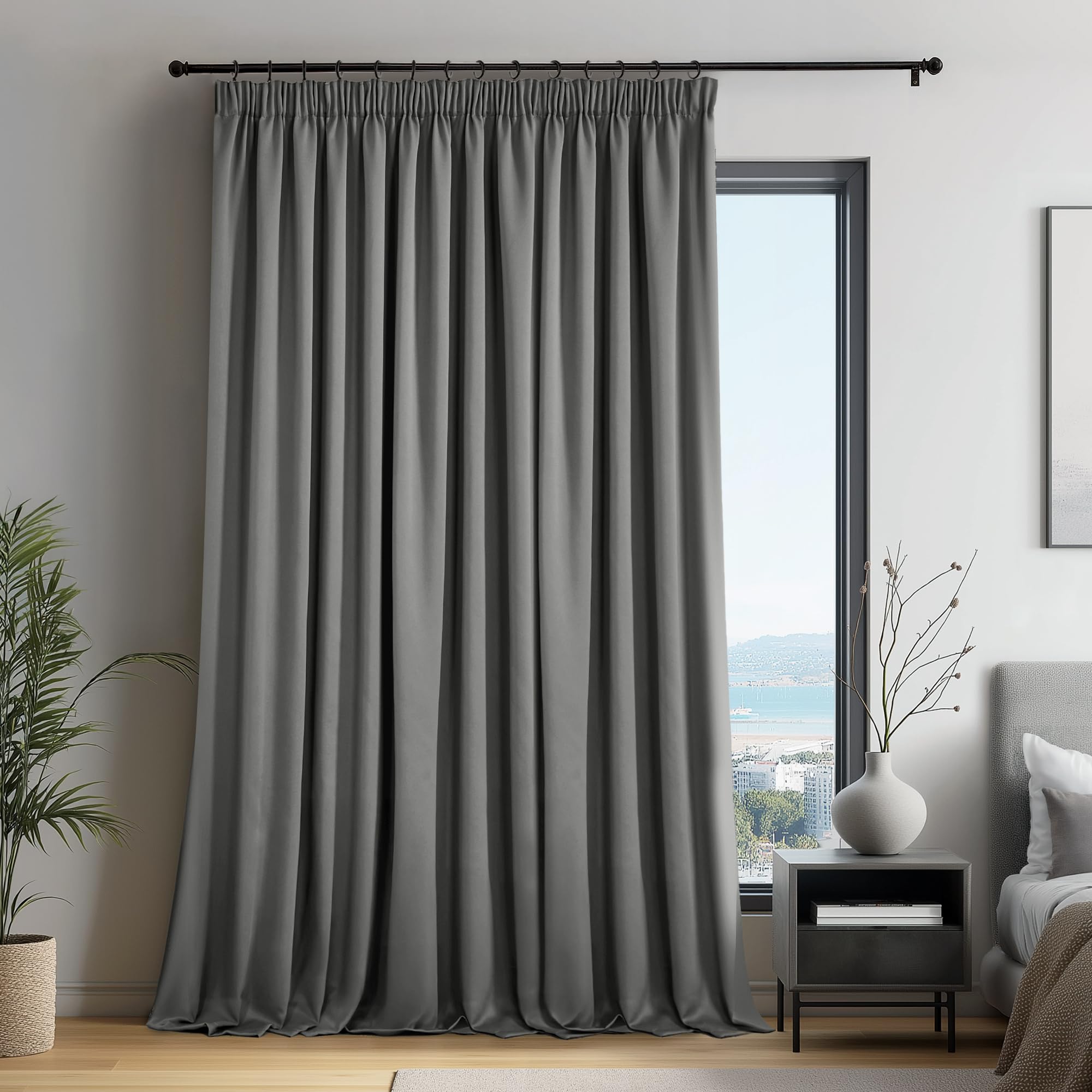Deconovo Tende Oscuranti per Interni con Fettuccia, Termiche Isolanti – 3 Modi di Montaggio, per Camera da Letto e Soggiorno, 1 Pannelli 200x245 cm, Grigio Chiaro, Certificato OEKO-TEX