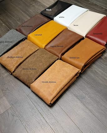 NAT LeathersTM | Acorn Brown Crazy Horse Soft Faux Leather Sheet PU (Peta Approved Vegan) | by The Yard Synthetic Pleather 0.9 mm Thick | 1 Yard (36 x 54 inch) Smooth Upholstery | Acorn, 1 Yard