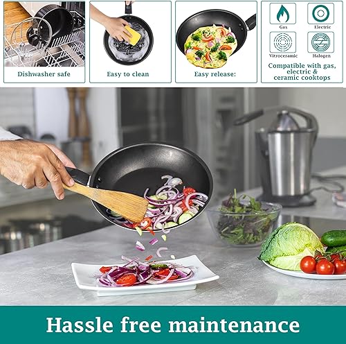 Miniatura 3 de Juego de utensilios de cocina de aluminio antiadherente de 7 piezas, ollas y sartenes, juegos de ollas y sartenes antiadherentes con tapas para