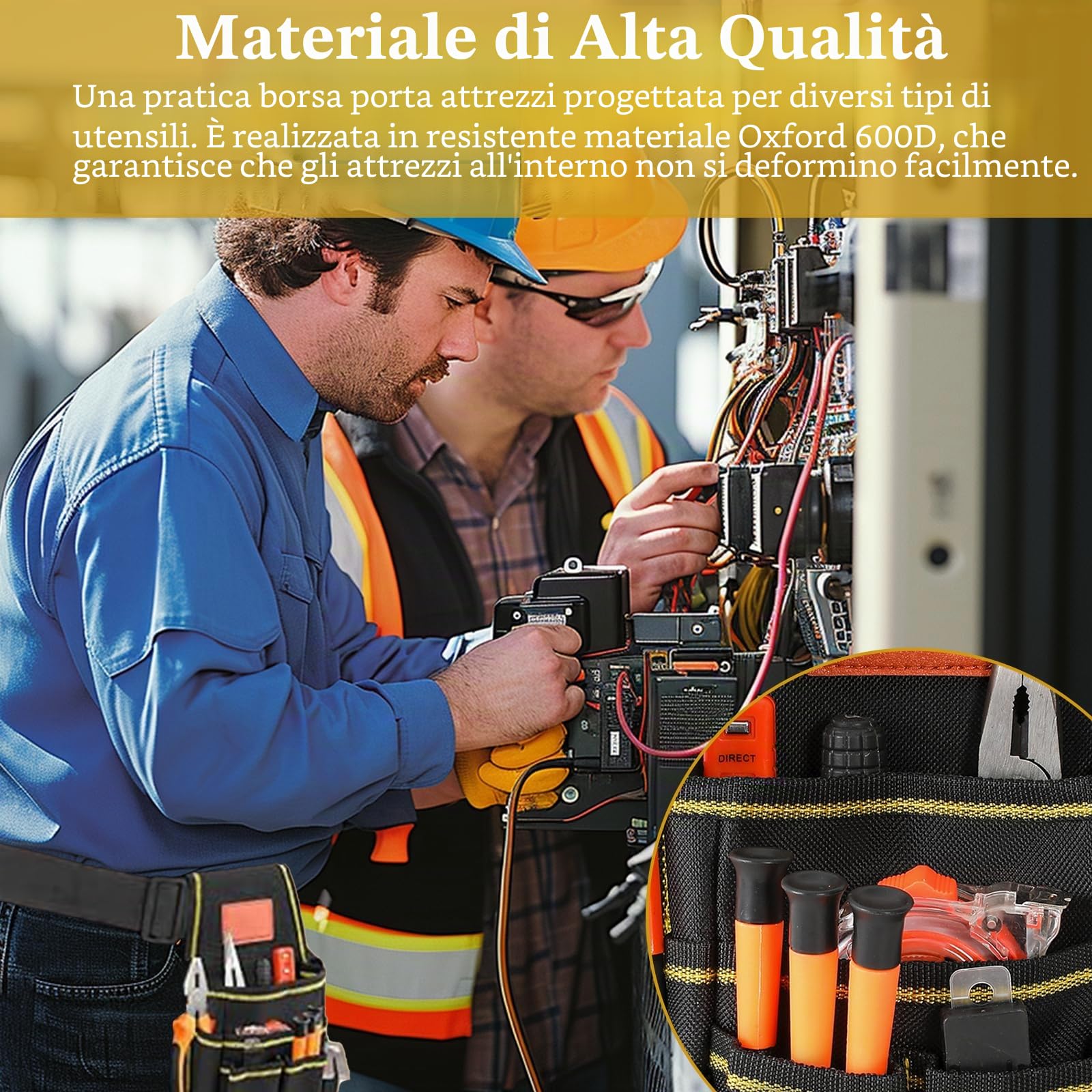 OMJMYY Marsupio Porta Attrezzi, Borsa da Cintura per Attrezzi Cintura Porta Attrezzi Multi Tasche in Tela Oxford Custodia per Elettricista Falegnami Giardinieri Manutenzione