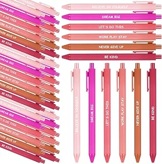 60 Pcs Inspirational Pens Bulk Employee Appreciation Gifts Motivational Retractable Ballpoint Pens with Sayings for Teacher Employee Volunteer Nurse Baby Shower(Pink,Inspirational)