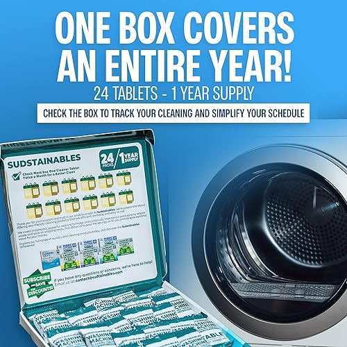 Miniatura 6 de Sudstainables Tabletas limpiadoras para lavadora (paquete de 24)  Eliminador de olores y residuos de limpieza profunda para lavadoras de carga