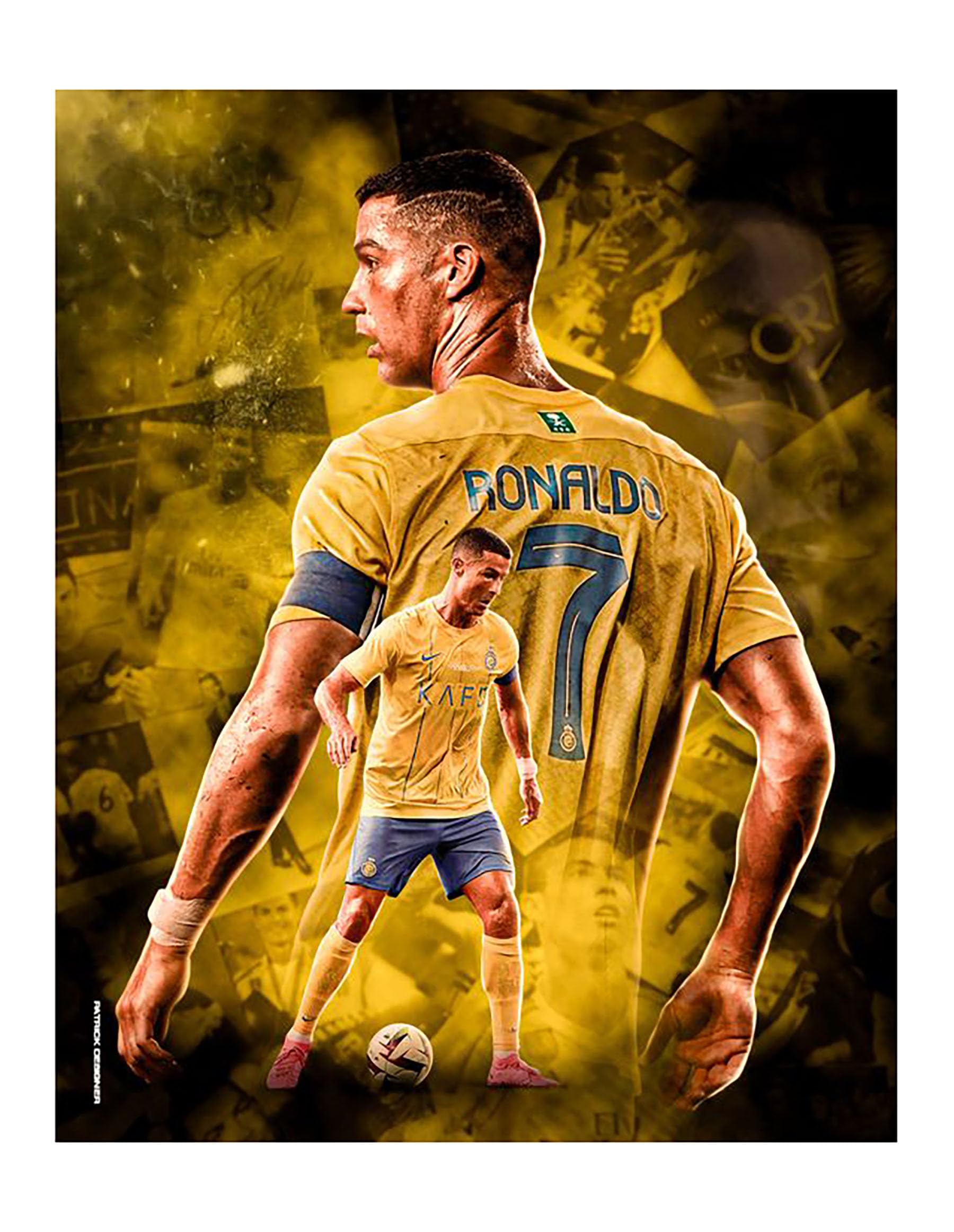 PCP Digital Football Super Star Soccer Legend Cristiano Ronaldo Paper (300GSM) Poster | Football Player Posters for Wall | Sports Motivational Poster | CR7 Wall Poster (12x18 inch,CR7 Poster4)