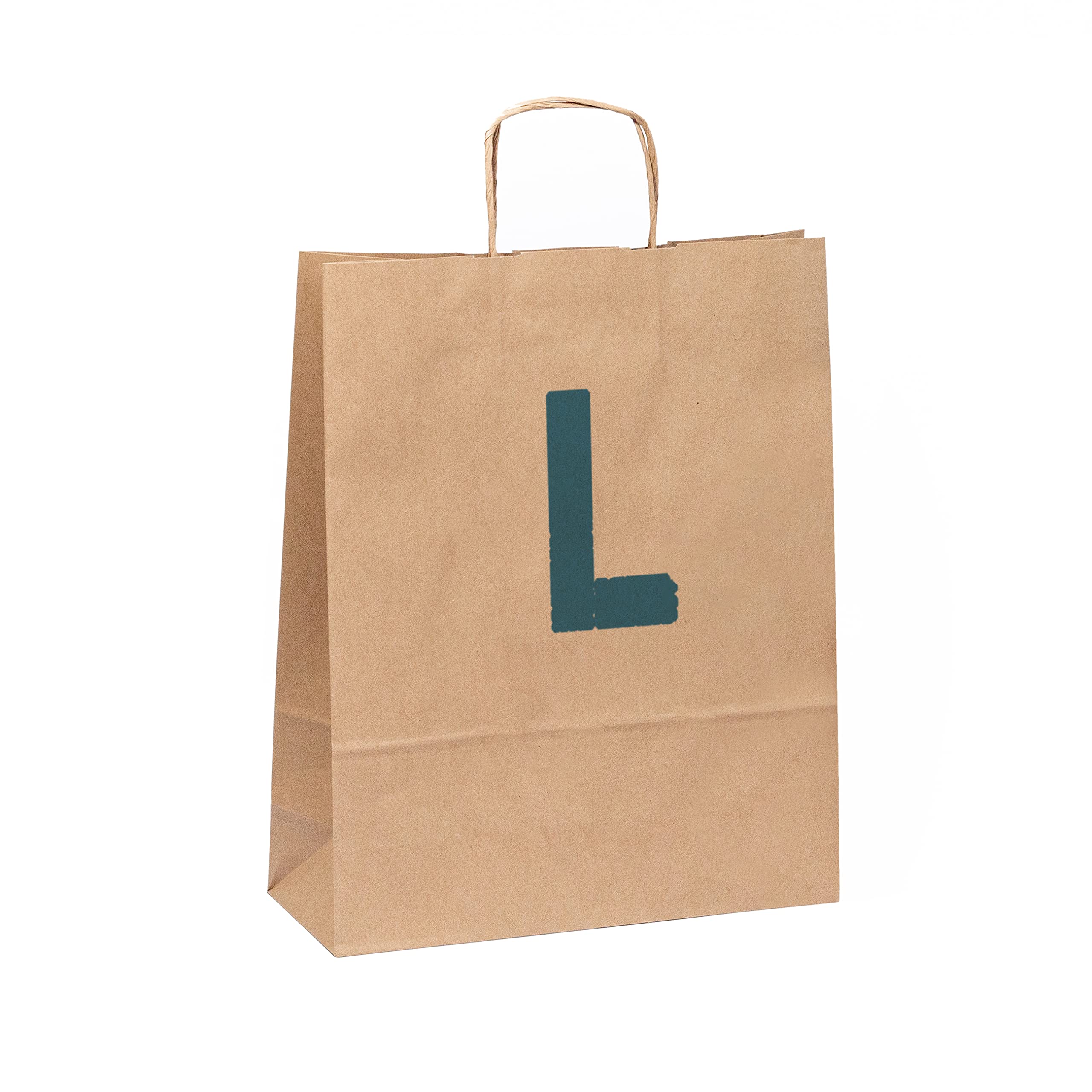 Pack 100 Bolsas de Papel Kraft con Logo a Color | Tu Imagen en una Bolsa | Diferentes Tamaños Para Ajustarse a tus Regalos | Bolsas Para Regalo o Tiendas | Grande (32x40x12 cm), Kraft