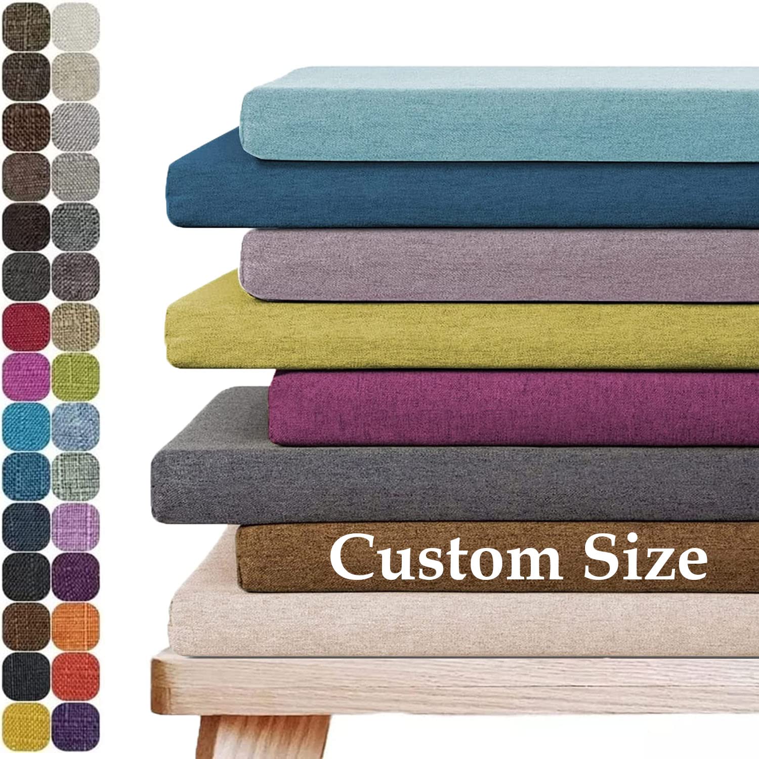 RXASC Custom Size Bench Cushion?Personalized Size Indoor/outdoor couch cushion?Non-Slip bench seat cushion for Porch Swing Cushions Couch Cushion Bay window seat cushions indoor