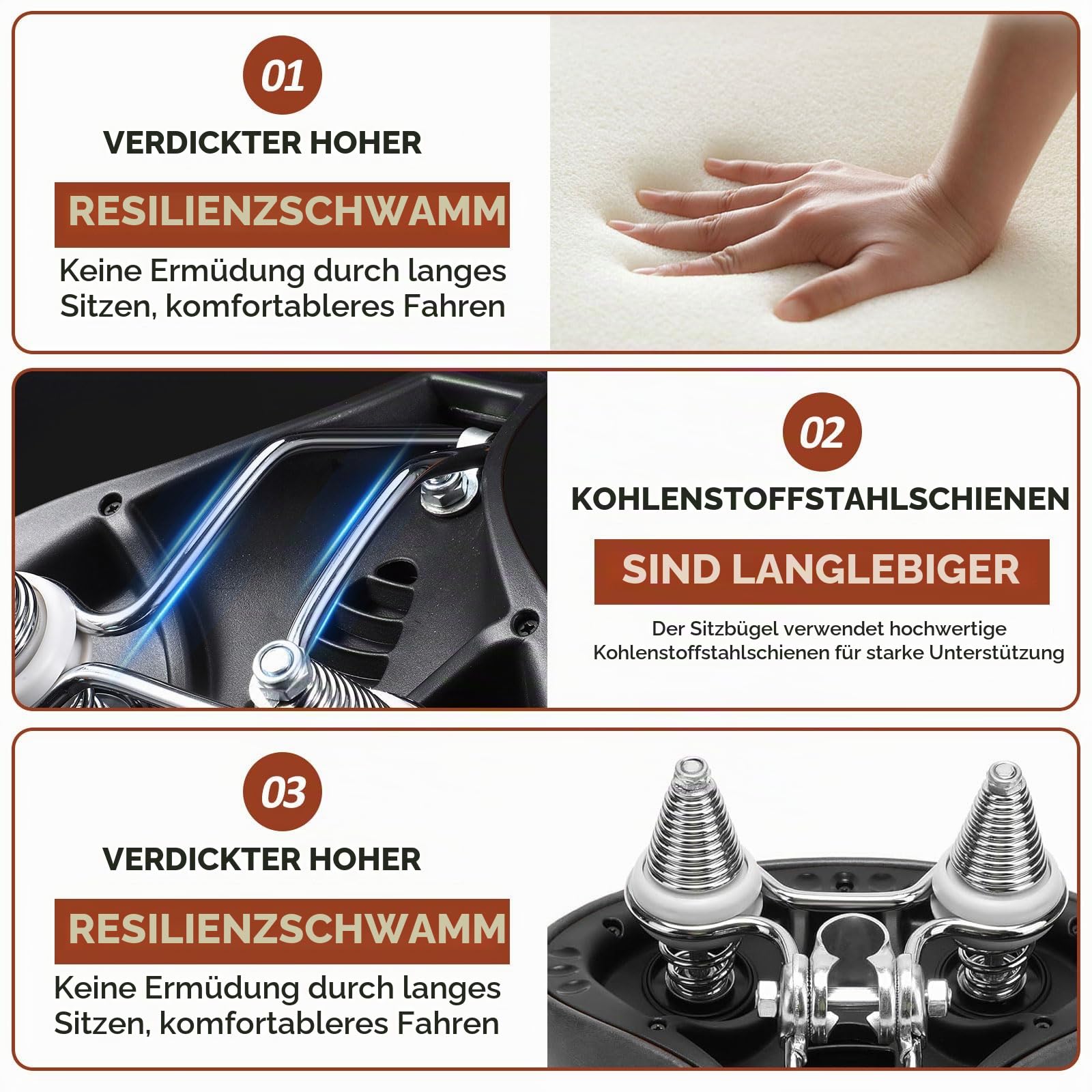 Bequemer Fahrradsattel Ergonomischer Fahrrad Sattel für Damen & Herren Fahrradsitz Breit Komfortsattel Wasserdicht, stoßdämpfend für Cityrad, Mountainbike, Ebike, Heimtrainer
