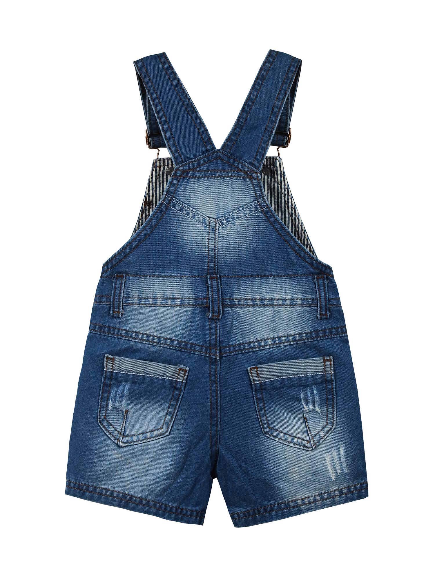 KIDSCOOL SPACE Short d'été pour bébés et petites filles/garçons, salopette en jean ajustable