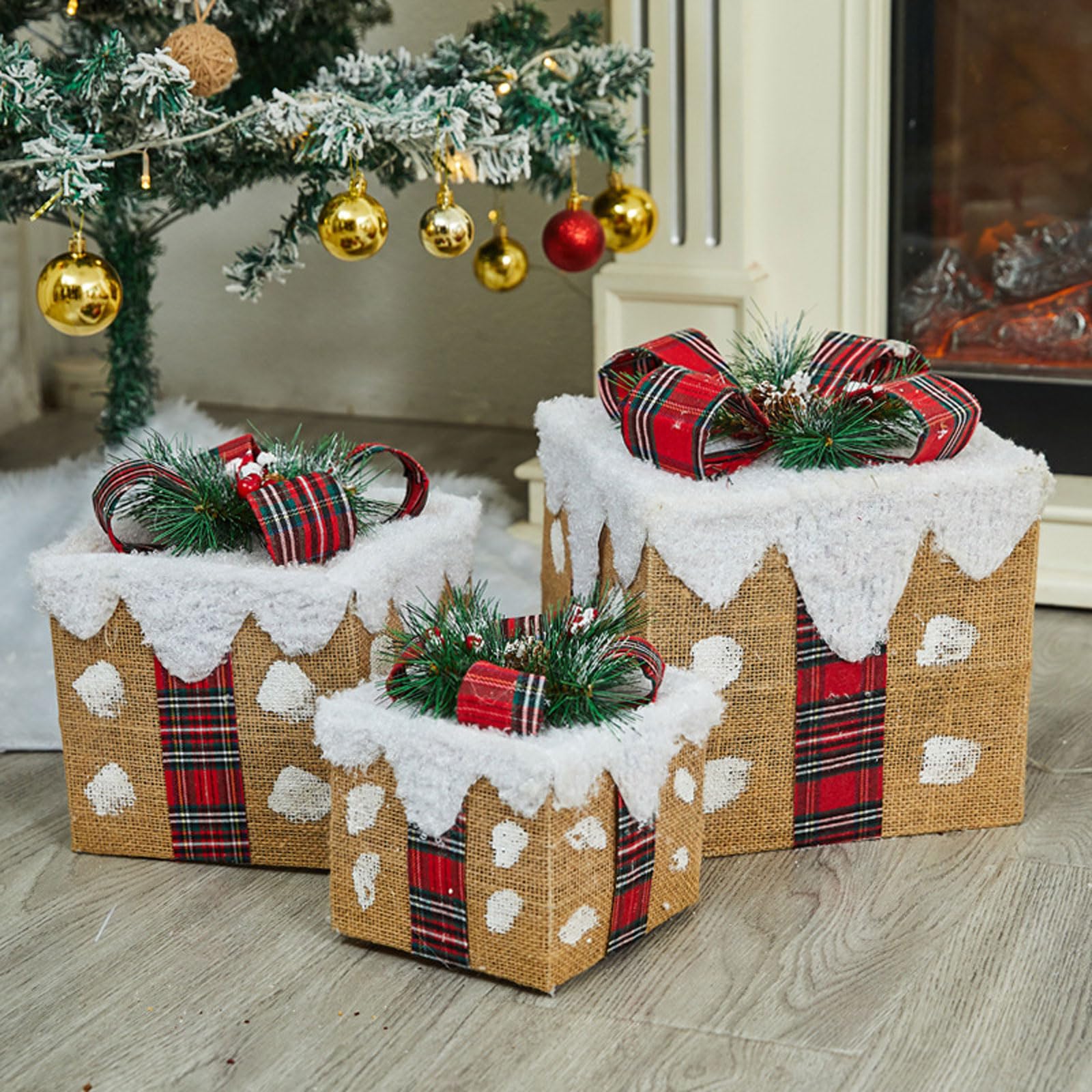 Cajas navideñas iluminadas, decoración LED para cajas de regalo, ideales p