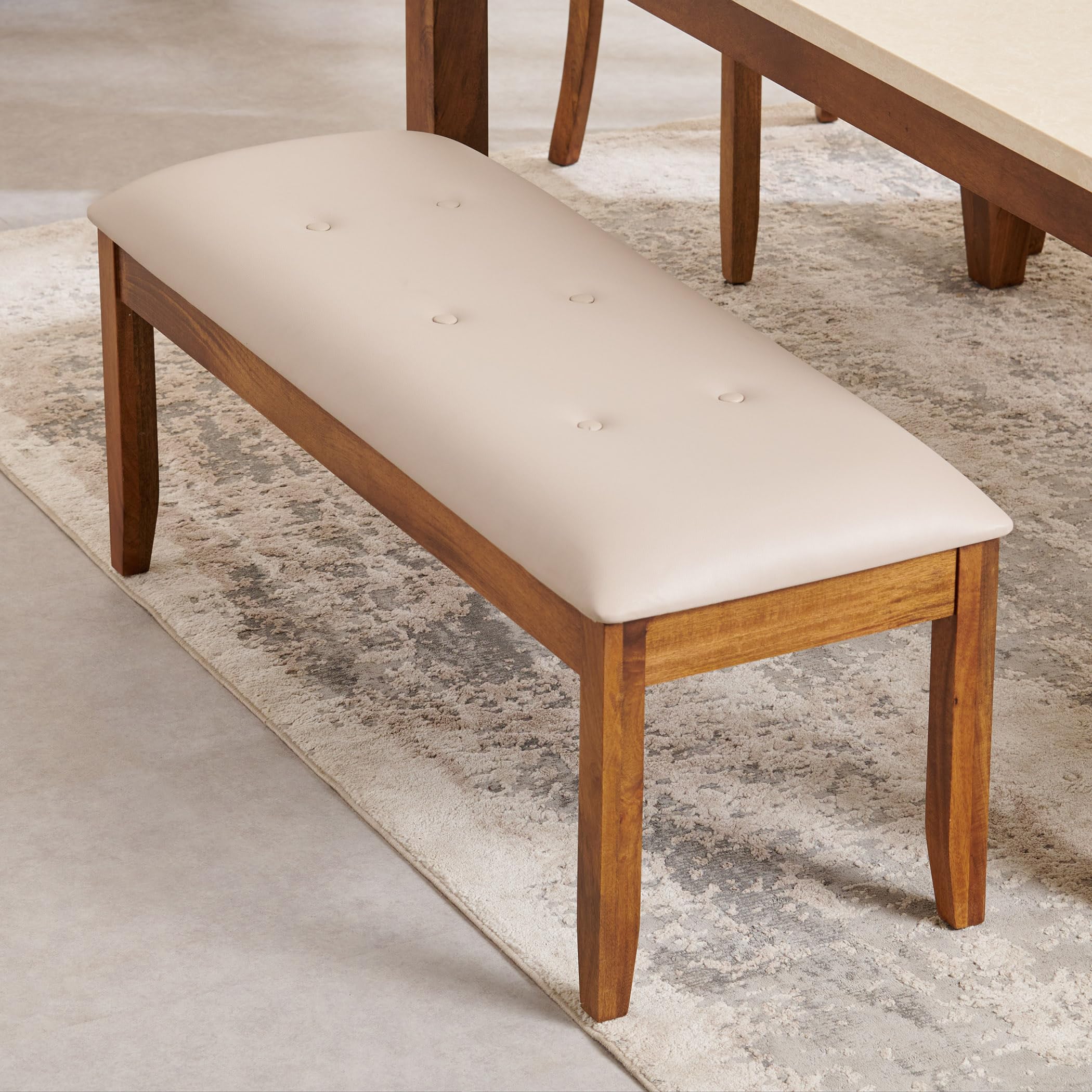Home Centre Dining Bench Giza Mango Wood 1 Dining Bench | Mango Wood Dining Benches for Dining Room|(Beige) 1 Year Warranty-image-42