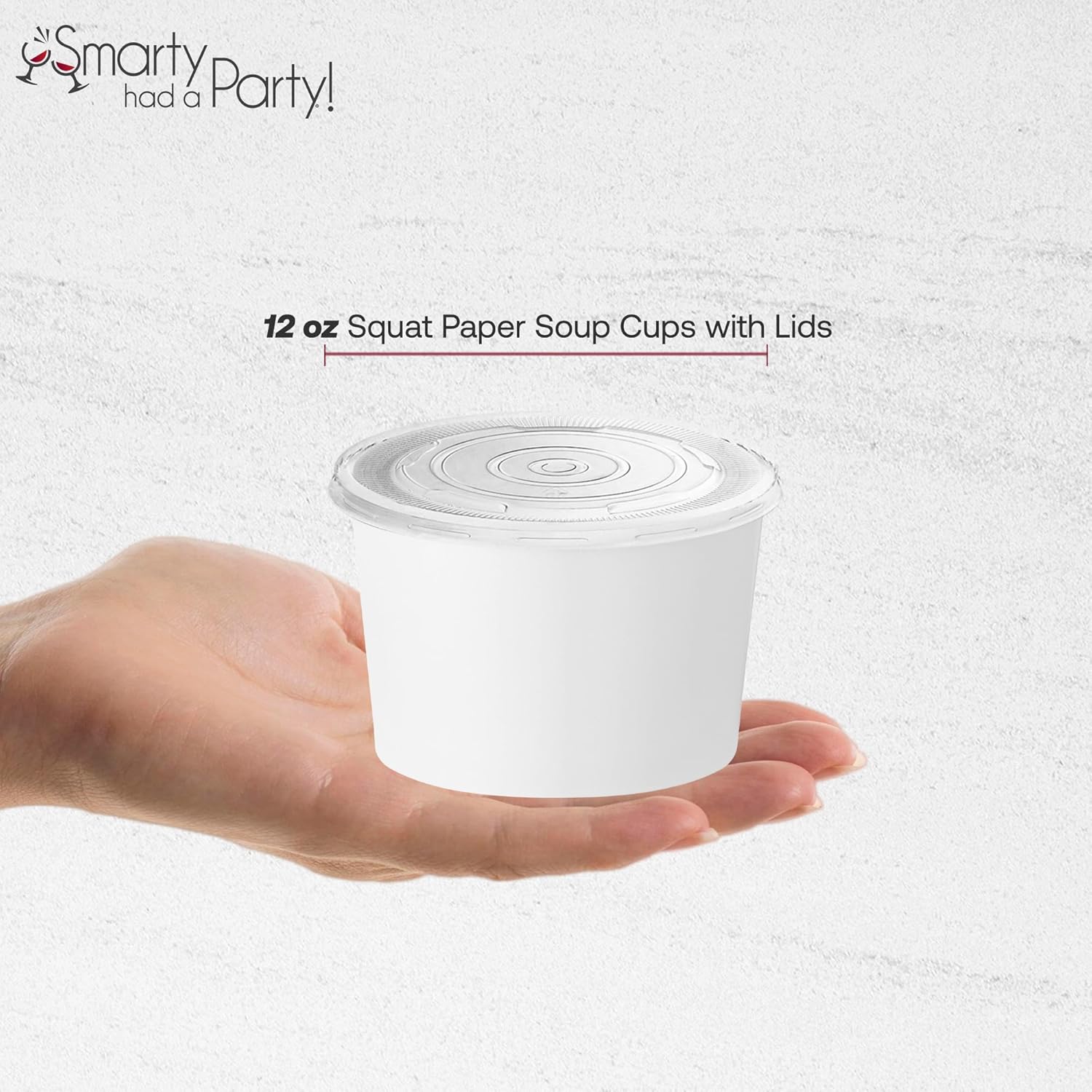 Smarty Had A Party 12 oz Paper Soup Cups with Lids – Disposable Soup Containers for Takeout, Leak-Resistant Food Cups for Hot & Cold Foods, Ice Cream, 500 Pack