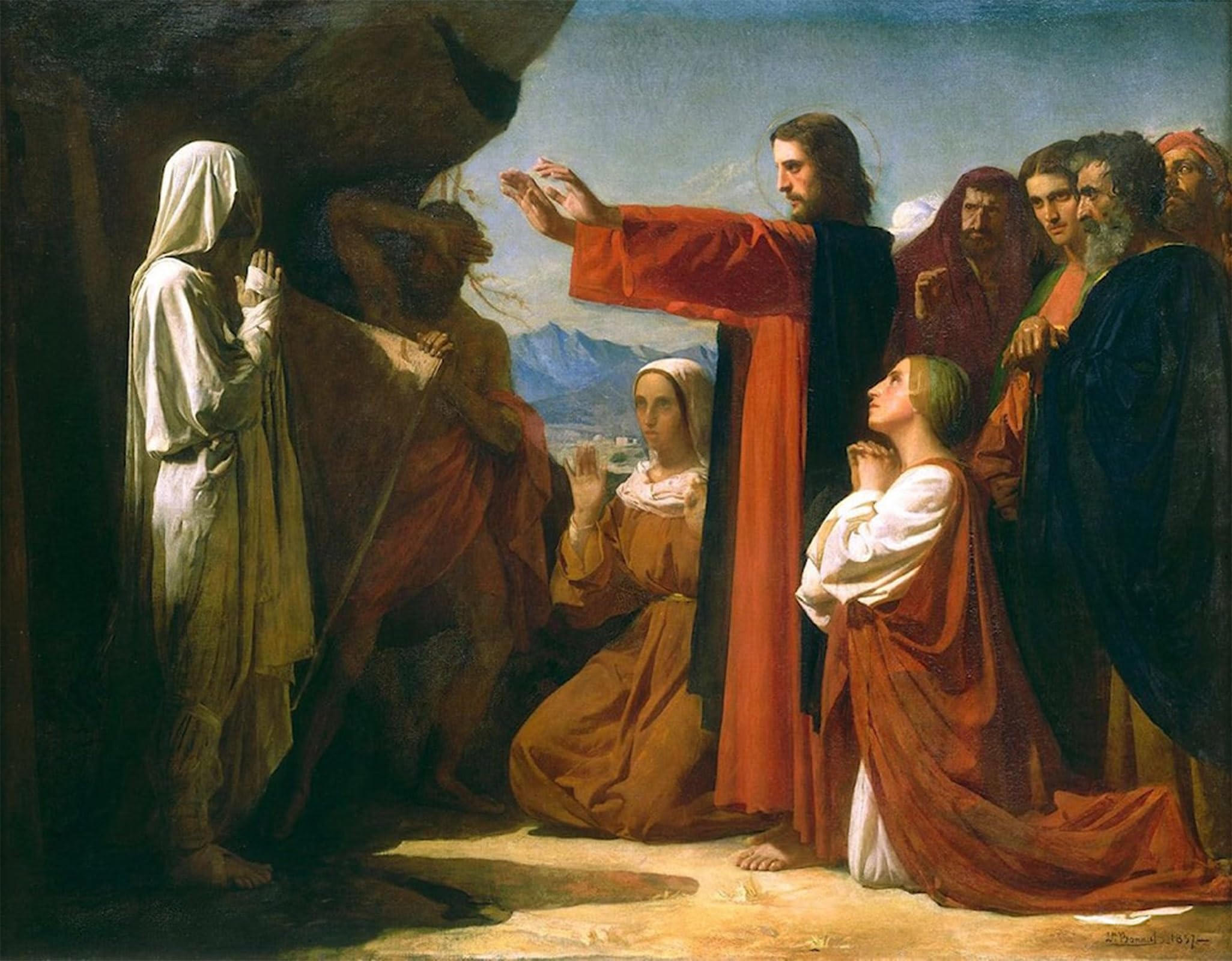 SERENDIPITP Abstract Painting Mural Print Picture Wall Decor Painting the Raising of Lazarus by Leon Bonnat Vintage Wall Artwork for Home Decor 60x90cm