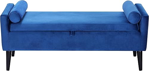 Banco de almacenamiento de terciopelo de 47 pulgadas para dormitorio, extremo de la cama, banco otomano tapizado de almacenamiento moderno y largo