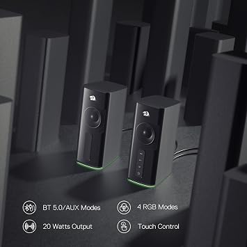 Redragon GS814 Stereo Desktop Speaker, BT & AUX Dual Connectivity, 20W