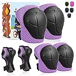 SAMIT Knee Pads for Kids 3-14 Years Boys Girls Protective Gear Set Toddler Knee and Elbow Pads with Wrist Guards 6 in 1 Safety Gear Set for Skating Cycling Bike Rollerblading Scooter Roller Skates