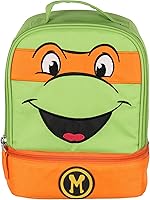 Vista 2 de INTIMO Teenage Mutant Ninja Turtles TMNT All Turtles - Lonchera de doble compartimento (Michelangelo) de 9 pulgadas