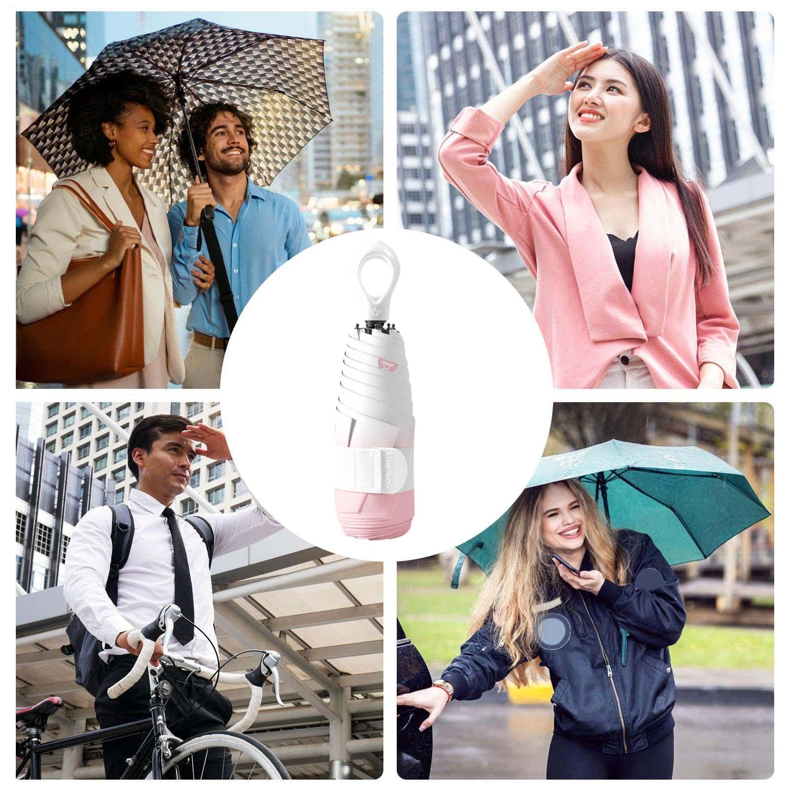 Parapluie de voyage compact | Imperméable Protection UV Pliable Léger Parasol pour Hommes, Femmes, Garçons, Filles – Idéal pour les déplacements, la randonnée, la plage, les activités de plein air