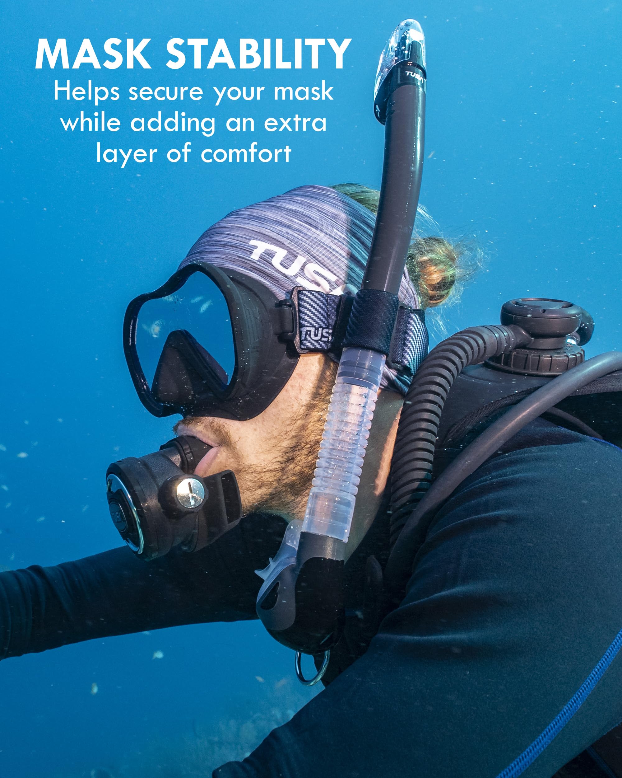 TUSA Head/Neck Gaiter for Scuba Diving, Black Marble Pattern