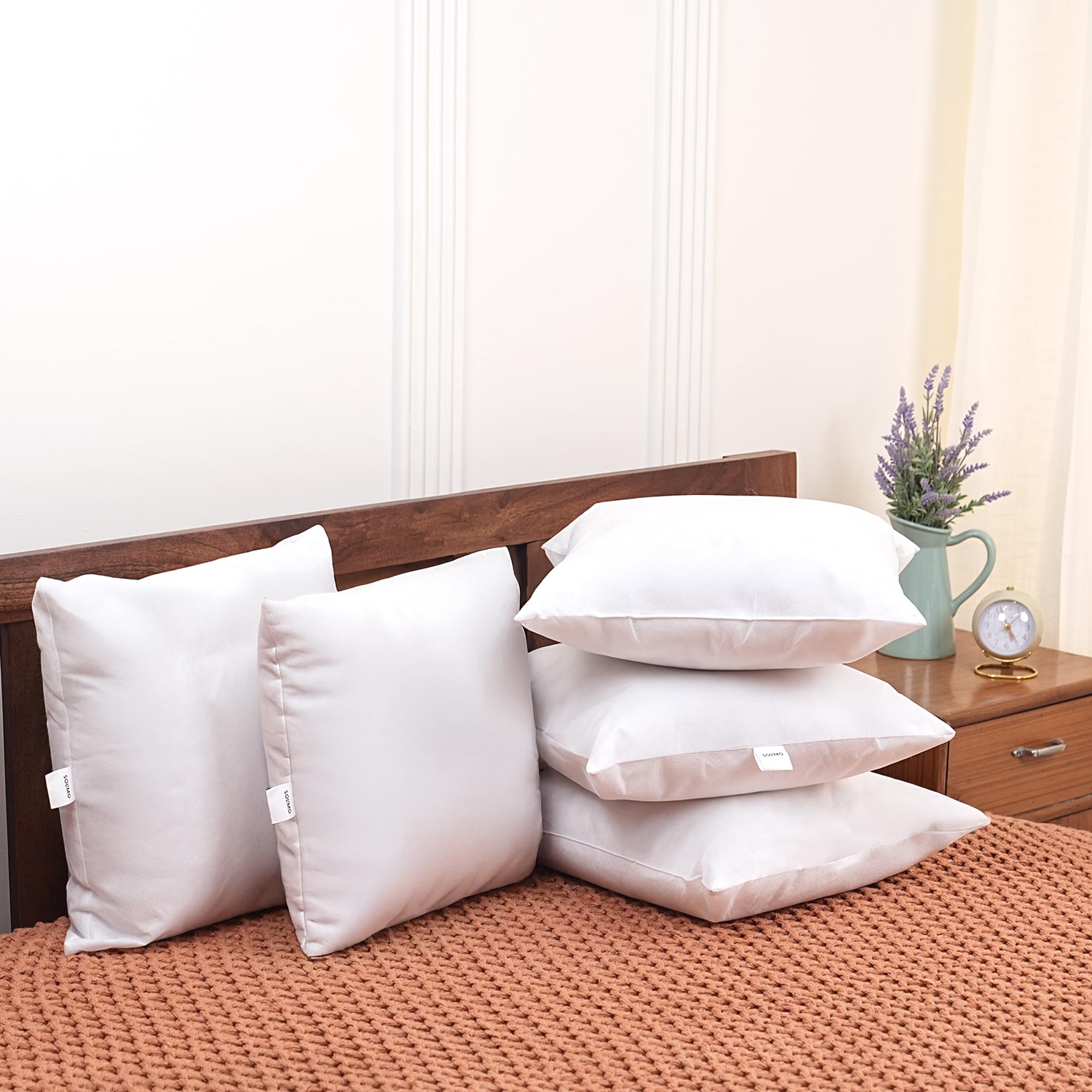 Amazon Brand - Solimo Cushion, 40.6 x 40.6 cm, White, 5 Pieces, Microfibre-picture-11