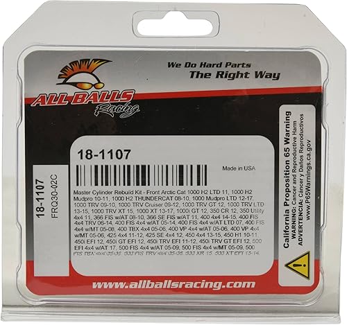 Miniatura 5 de Kit de reconstrucción de cilindro maestro All Balls (18-1107) Reemplazo para Arctic Cat 1000 H2 LTD, 350 Utility 4x4, 366 SE FIS wAT, 700 H1 EFI