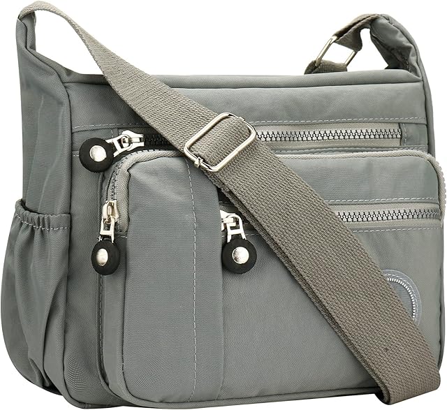 Womens Multi Pocket Casual Cross Body Bag Travel Bag Messenger Handbag for Shopping Hiking Daily Use