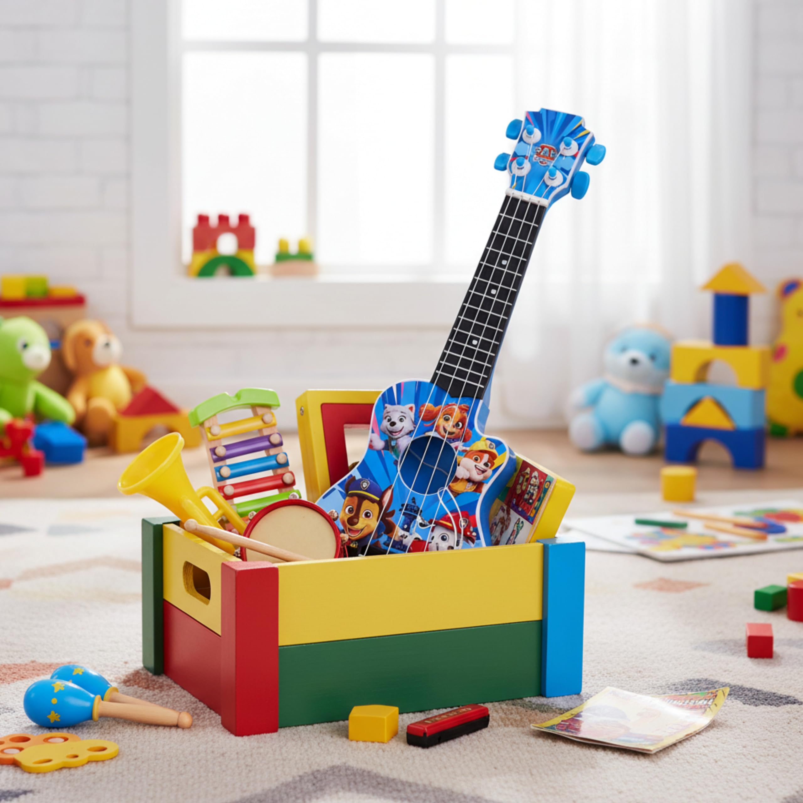 Toyland® 40 cm (16") Paw Patrol La mia prima chitarra con plettro incorporato - Strumento musicale da accordare e suonare - Divertente giocattolo musicale per bambini - Età 3+