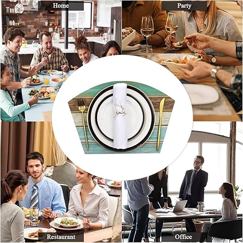 Miniatura 9 de SHACOS Juego de 5 manteles individuales pequeños de vinilo tejido con cuña de vinilo con centro de mesa, manteles de mesa redondos, se limpian con