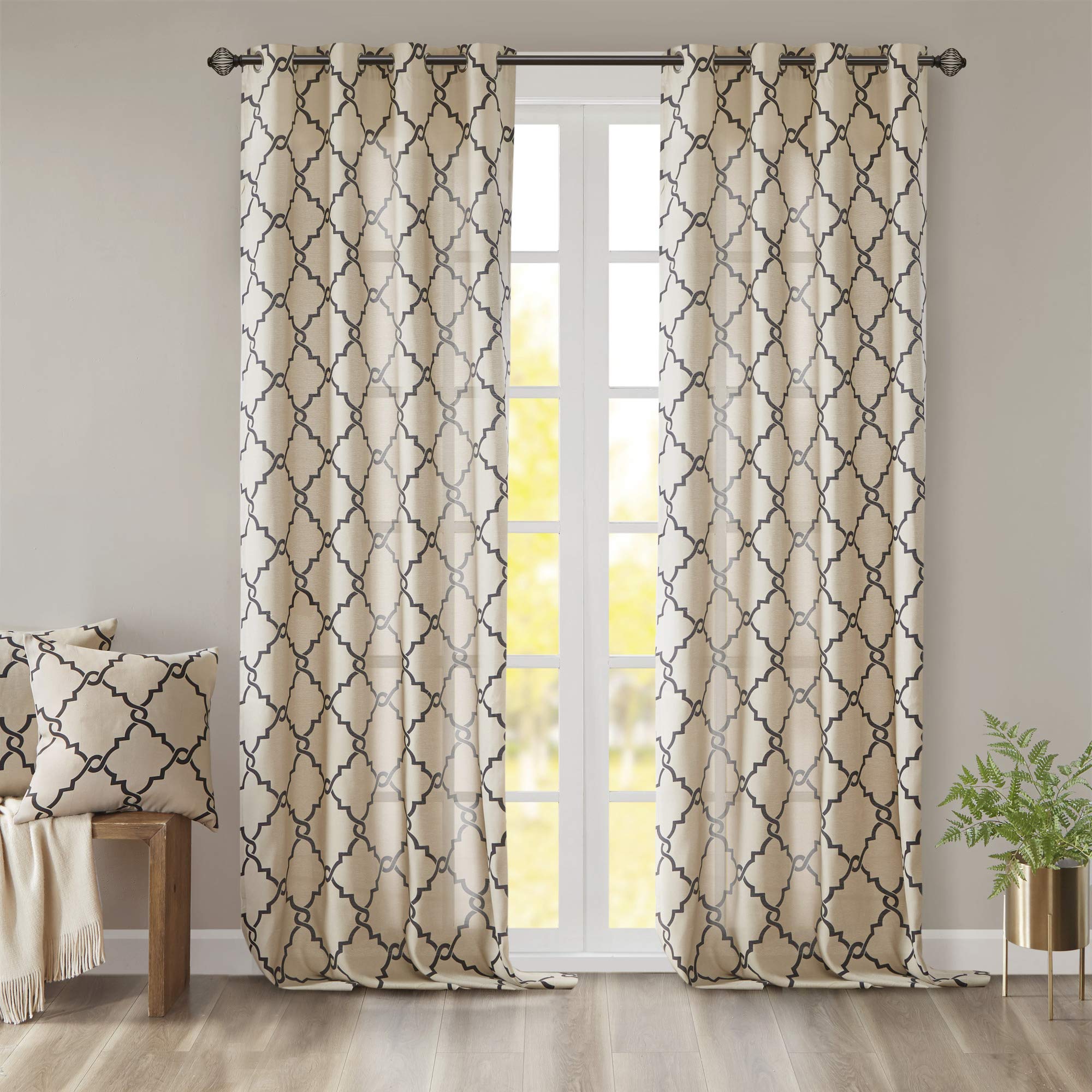 Madison Park Jollipets oga zasłona pojedyncza okno światło filtr progu nadruk 1 panel przelotka górna zasłona/falbana do salonu sypialni i akademika, 50 x 95, khaki