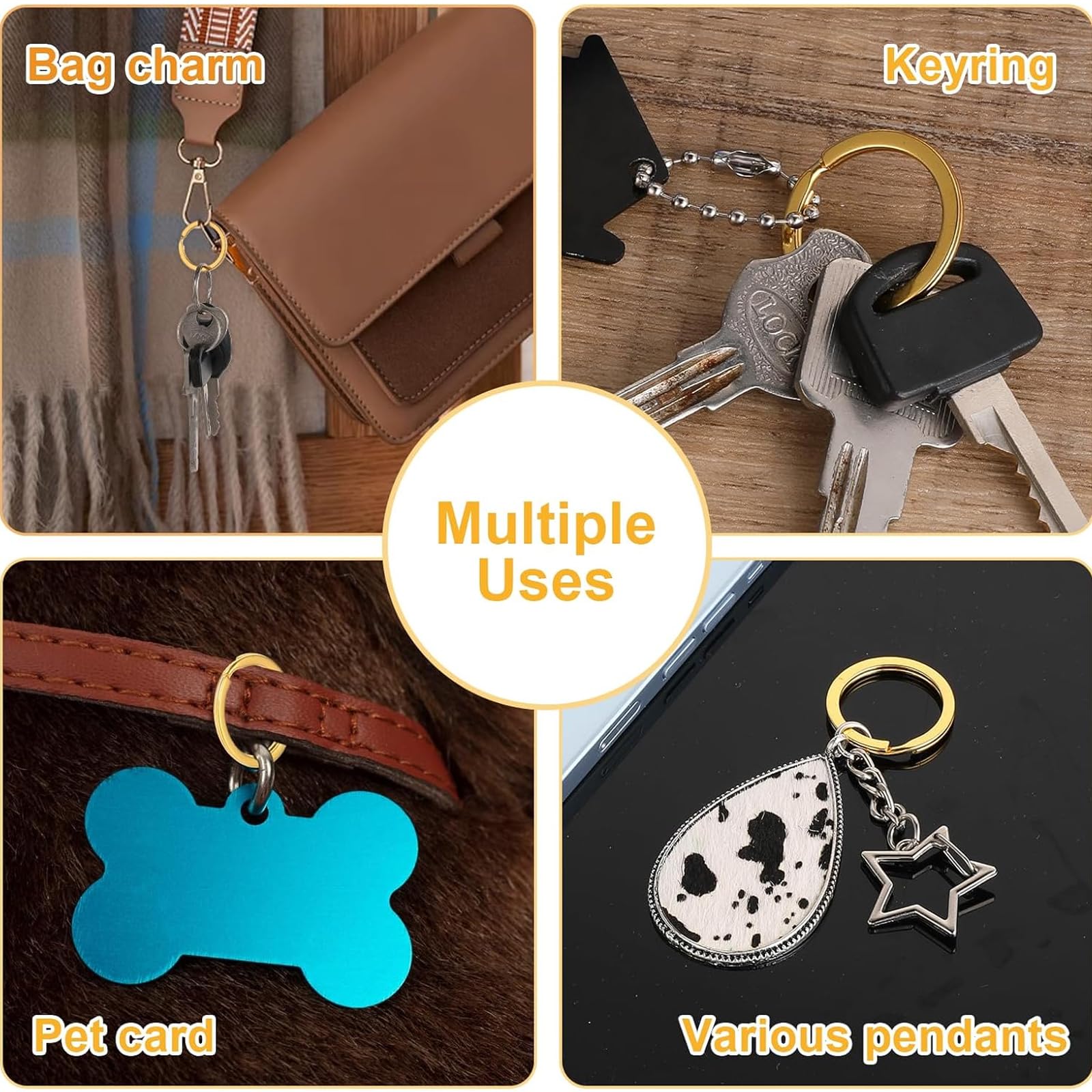 Iwontalersy 36 Pack Anneau Porte Clé,Porte-clés Ouvert à Double Boucle Avec Boîte,Plusieurs Tailles,pour Collier Bracelet Fabrication De Bijoux