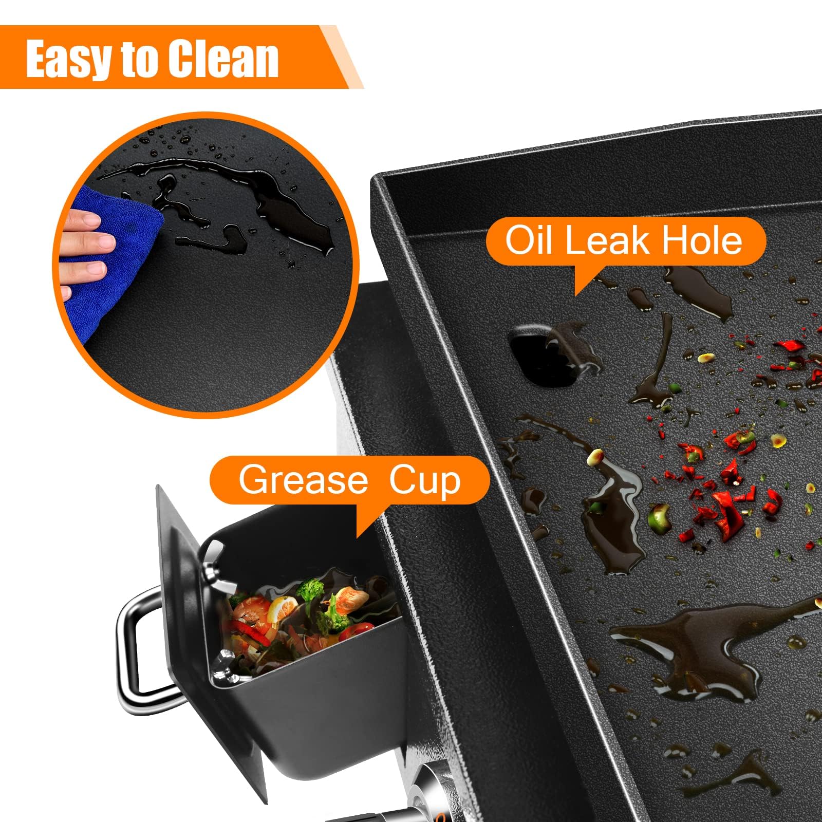 GFTIME Tischgasgrill mit 2 Brenner, Grillplatte Plancha Gasgrill mit flacher Oberseite Grillplatte Propangrill mit Tragetasche 22 Zoll, 48.000 BTU, Keramik-antihaftbeschichtete Grillplatten mit Haube