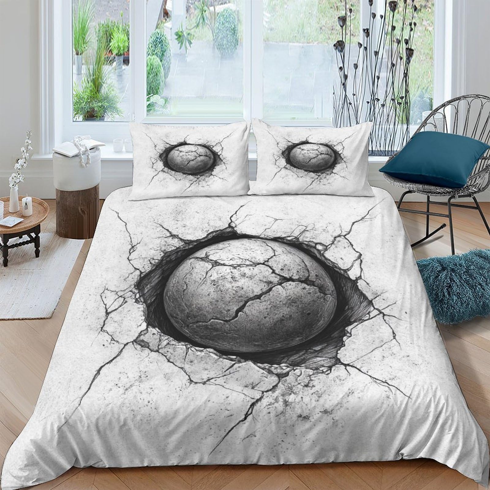Parure de lit 135x200cm baseball 3D housse de couette single microfibre douce avec taie