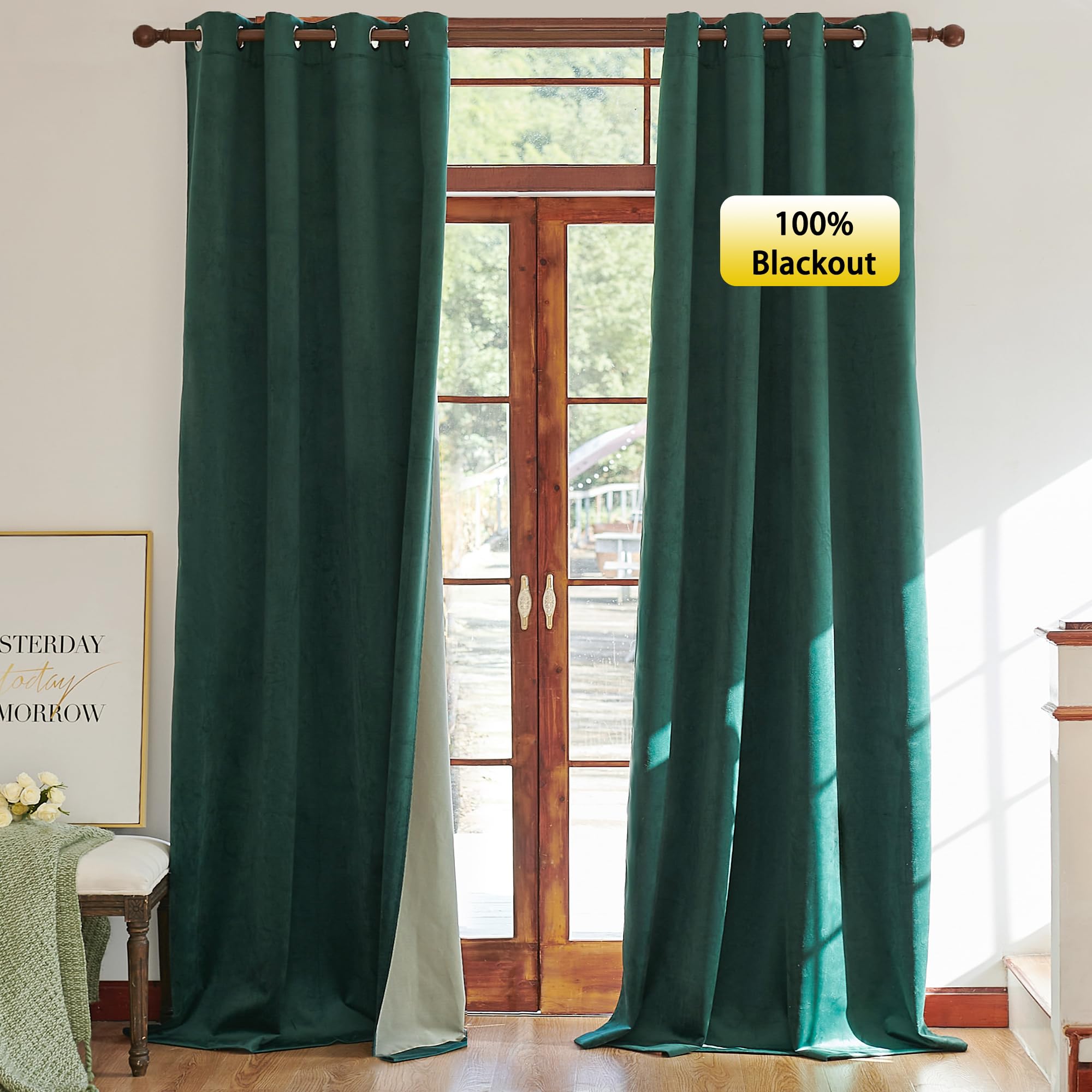 Amazon.co.jp: Timeper 100%遮光ベルベットグリーンカーテン Amazon.co.jp: Timeper 100%遮光ベルベットグリーンカーテン