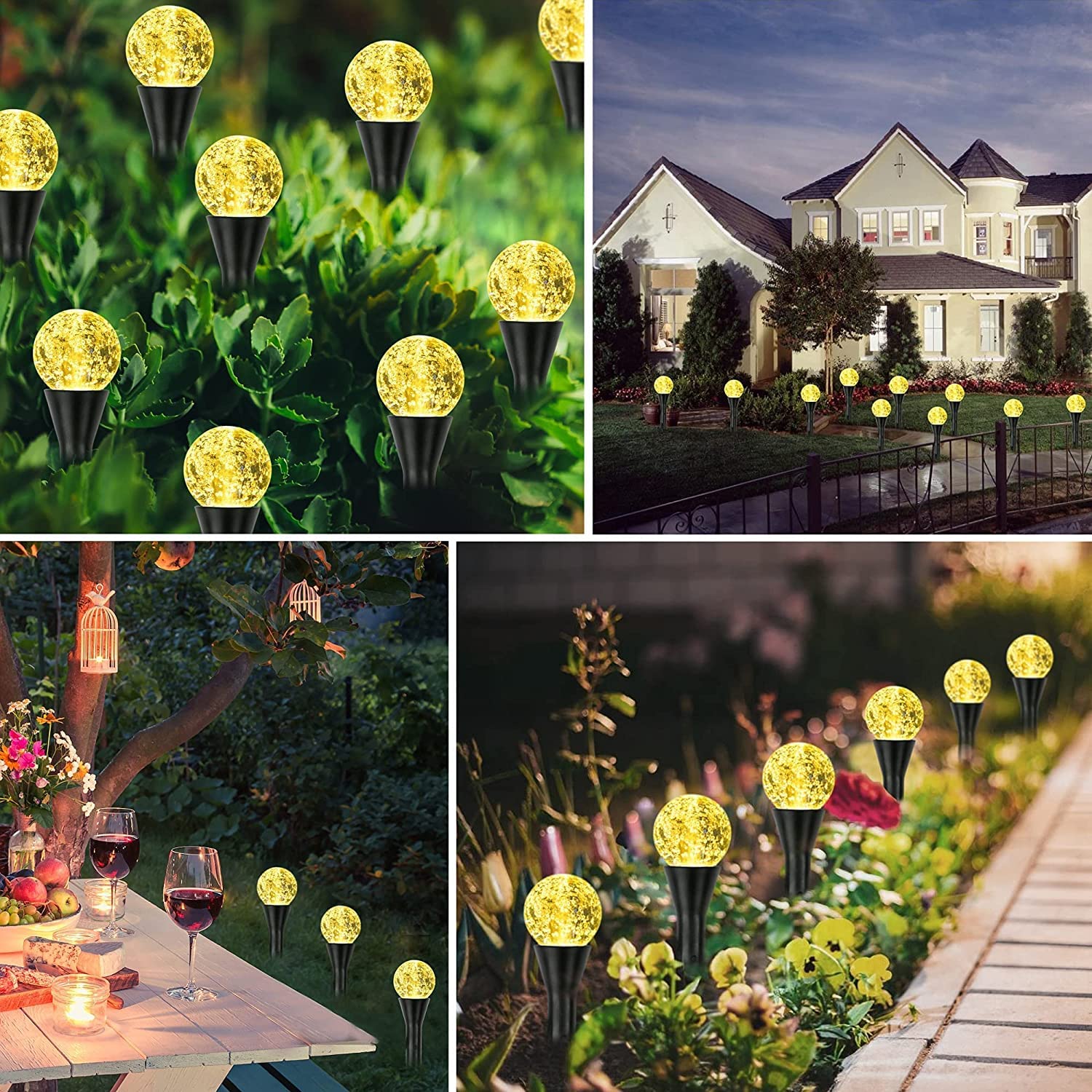 Lampada solare da giardino 10 in 1 Mini Bubble decorativa, 8 modalità di lampada sferica solare impermeabile per esterni, adatta per San Valentino, cortile, prato, feste, matrimoni (bianco caldo)