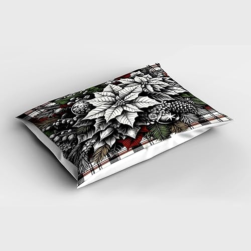 Miniatura 7 de Lunarable Funda de almohada de copo de nieve, marco de temporada navideña con fondo en remolino, elementos simétricos abstractos, funda de almohada