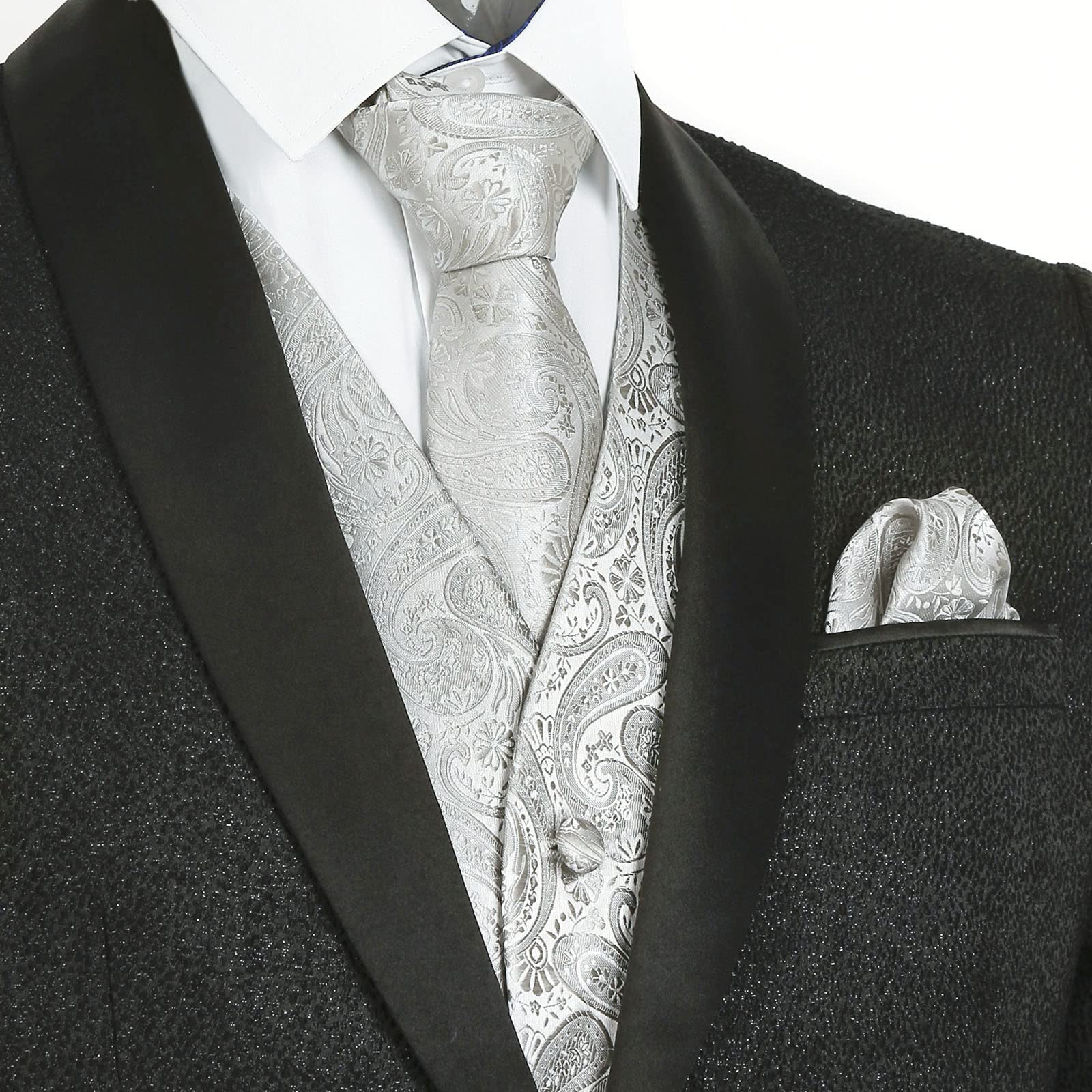 Alizeal Set di 5 gilet da uomo in jacquard Paisley