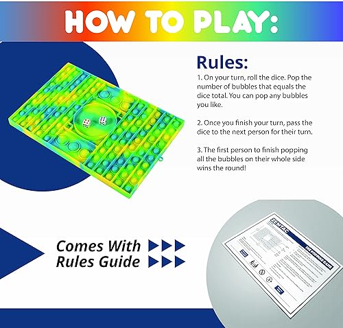 Miniatura 3 de Tablero de juego grande con soporte para dados, reglas incluidas, juguete para ansiedad Jumbo Push it Popper, enormes burbujas simples (teñido