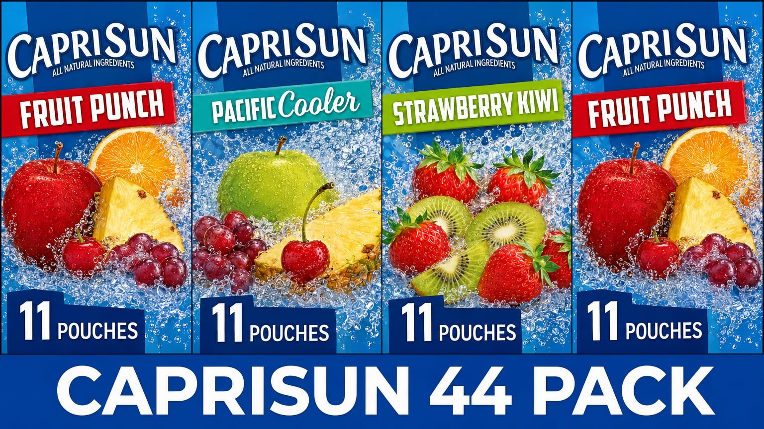 Kids Juice Variety Pack,100% Juice Blend, 6 fl. oz. Pouches, 44 Count (100% All Natural)