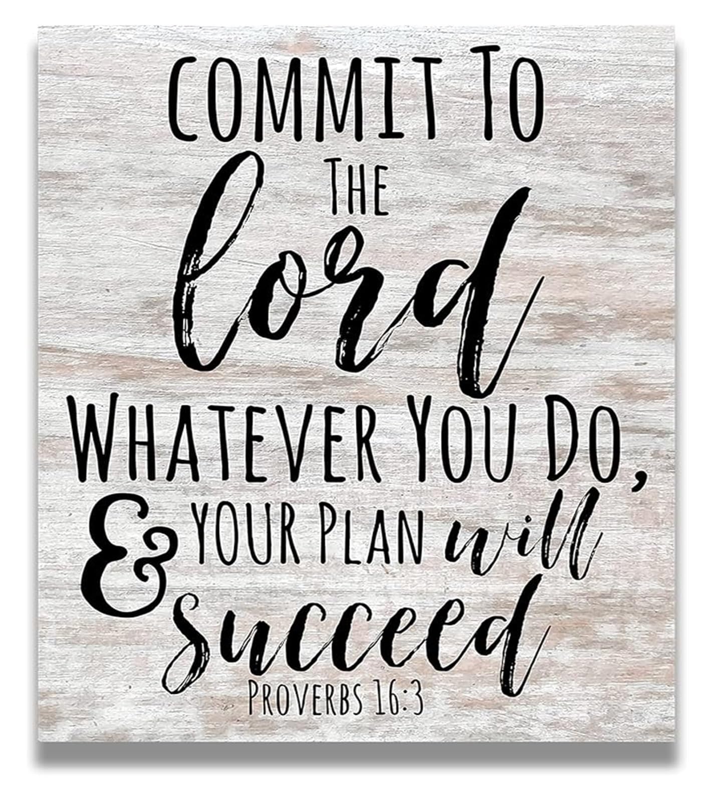 SFNGXXAG Pastor Appreciation Gift Christian, Rustic Bible Verse Wall-Art Proverbs 16:3 Commit To The Lord(Unframed,12x18inch(30x45cm))