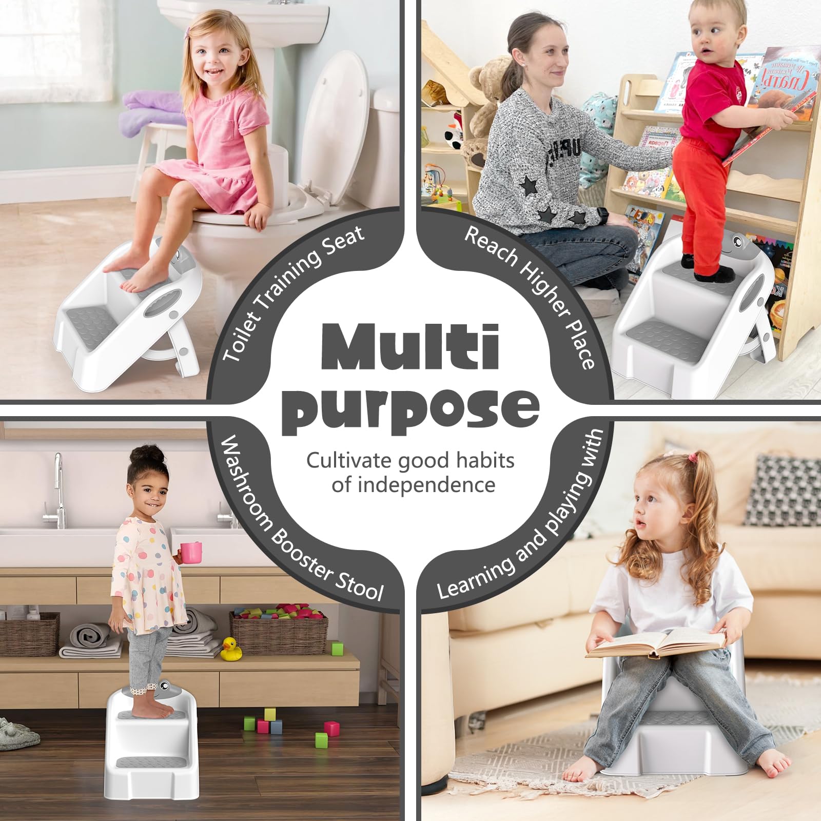 UCAMP Tritthocker Kinder 2-stufig - Sicherer Hocker Für Bad & Waschbecken