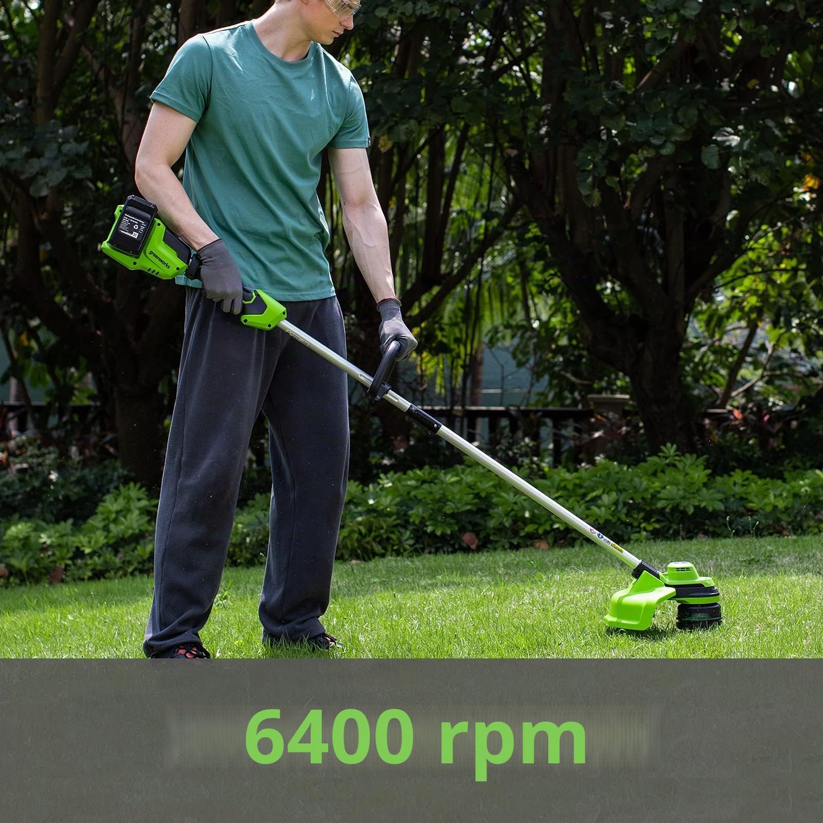 Greenworks Cortabordes Inalámbrico 48V(2×24V) 33cm sin Batería y Cargador, Dispositivo de Corte Guiado Parachoque, Modo Hi/Low GD24X2LT