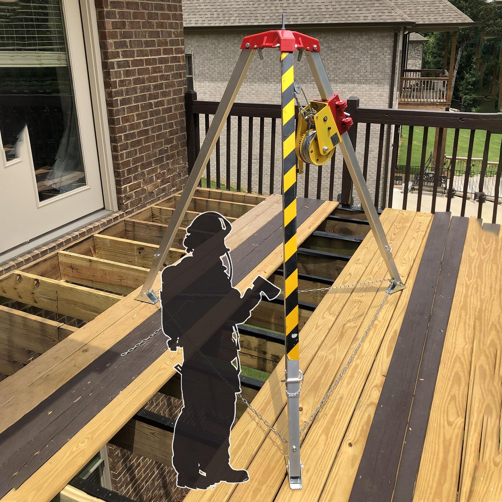 Safety Fire Rescue Tripod Tools, Retractable Confined Space Tripods Kit for Harsh Conditions, 4.4ft-7ft Portable Lifting Crane Self-Lock Device (Size : 2600lbs+Safe Belt)