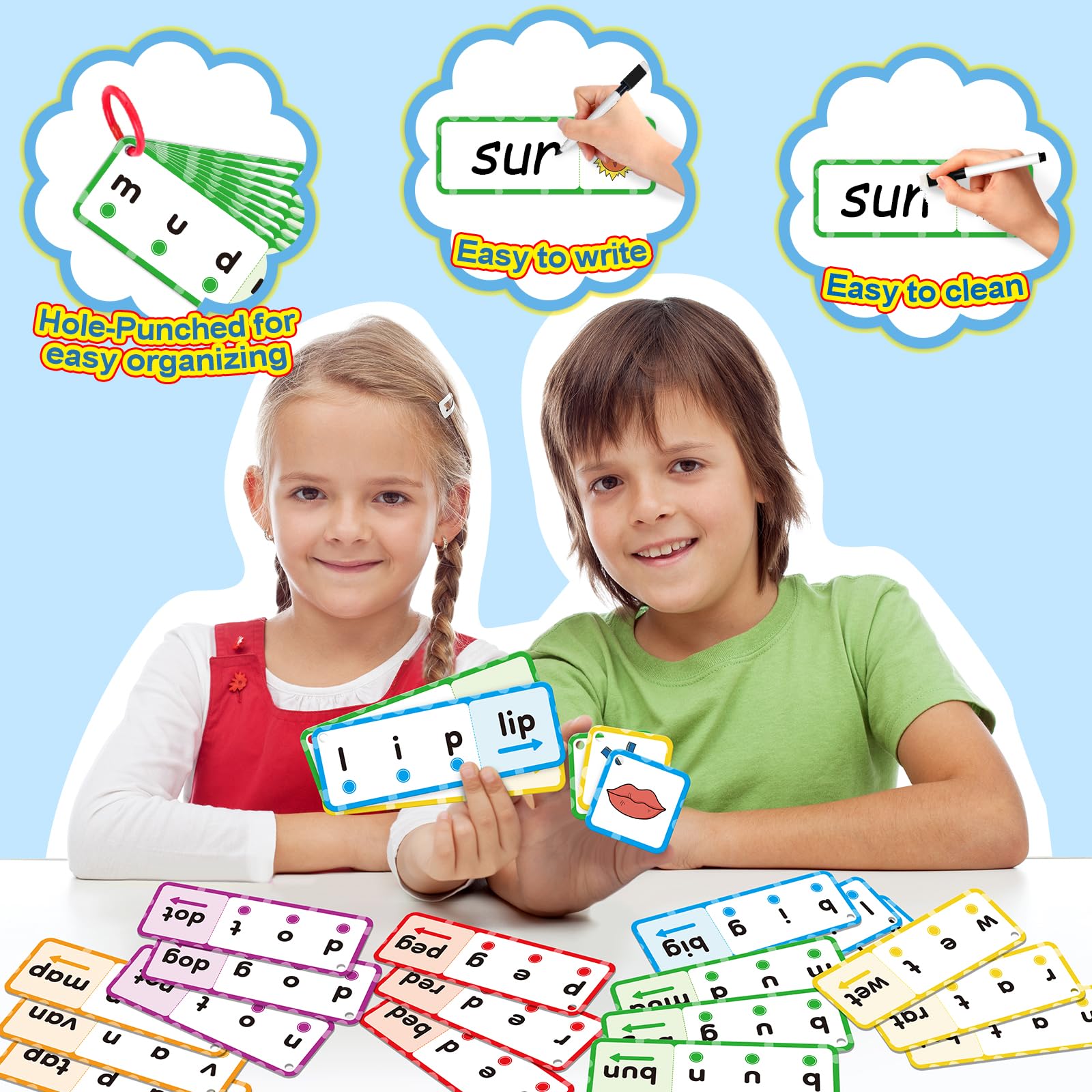 CVC Giochi di parole, Giochi fonetici, Carte Flash, Giocattoli di logopedia per bambini e bambini, imparare a leggere e snellire, attività di apprendimento prescolare e