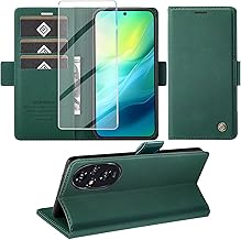 Giyer Cover for Honor 200 Case with Tempered Glass, Premium PU Leather Wallet RFID Card Slot Anti-Theft Function Stand Flip Case, Shockproof for Honor 200 5G Cover (Green)
